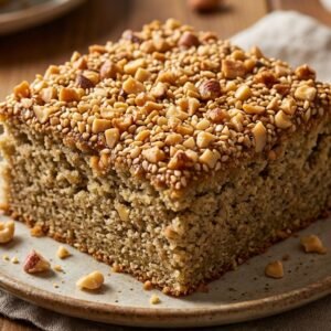 كايك الدرع الطري بنكهة العطرشية والجلجلان مزيّن بالفاكهة