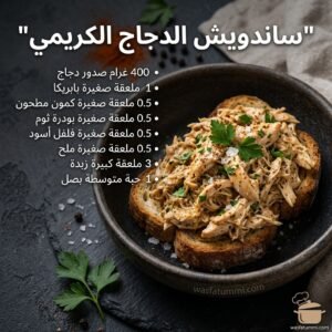 ساندويش الدجاج الكريمي مقطوع بالقطرية يظهر الحشوة الكريمية الداخلية