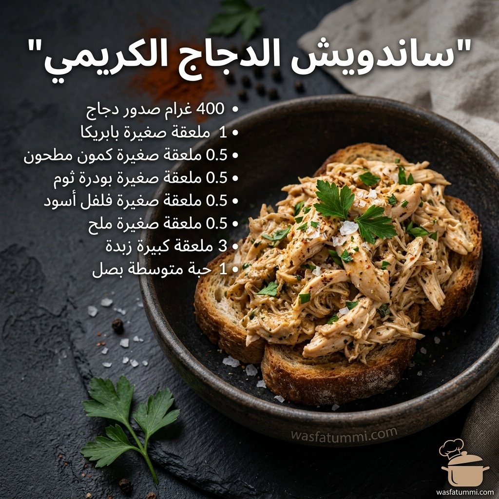 ساندويش الدجاج الكريمي مقطوع بالقطرية يظهر الحشوة الكريمية الداخلية