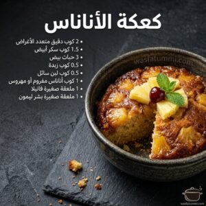 كعكة الأناناس الطرية مزيّنة بشرائح الأناناس الطازجة وجوز الهند