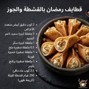 طبخات قطايف رمضان بالقشطة والجوز مع الفستق وشراب القطر
