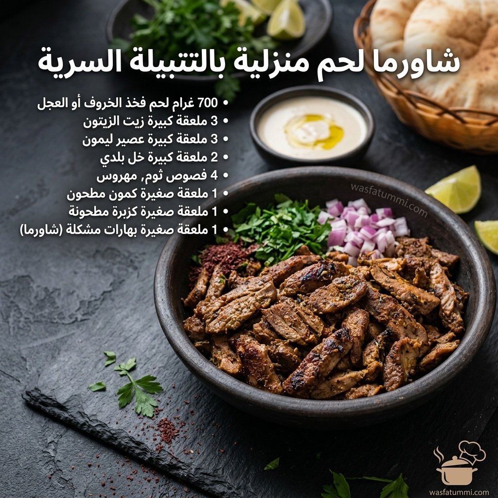 شاورما لحم منزلية ملفوفة بالخبز العربي مع صوص الطحينة والطماطم الطازجة