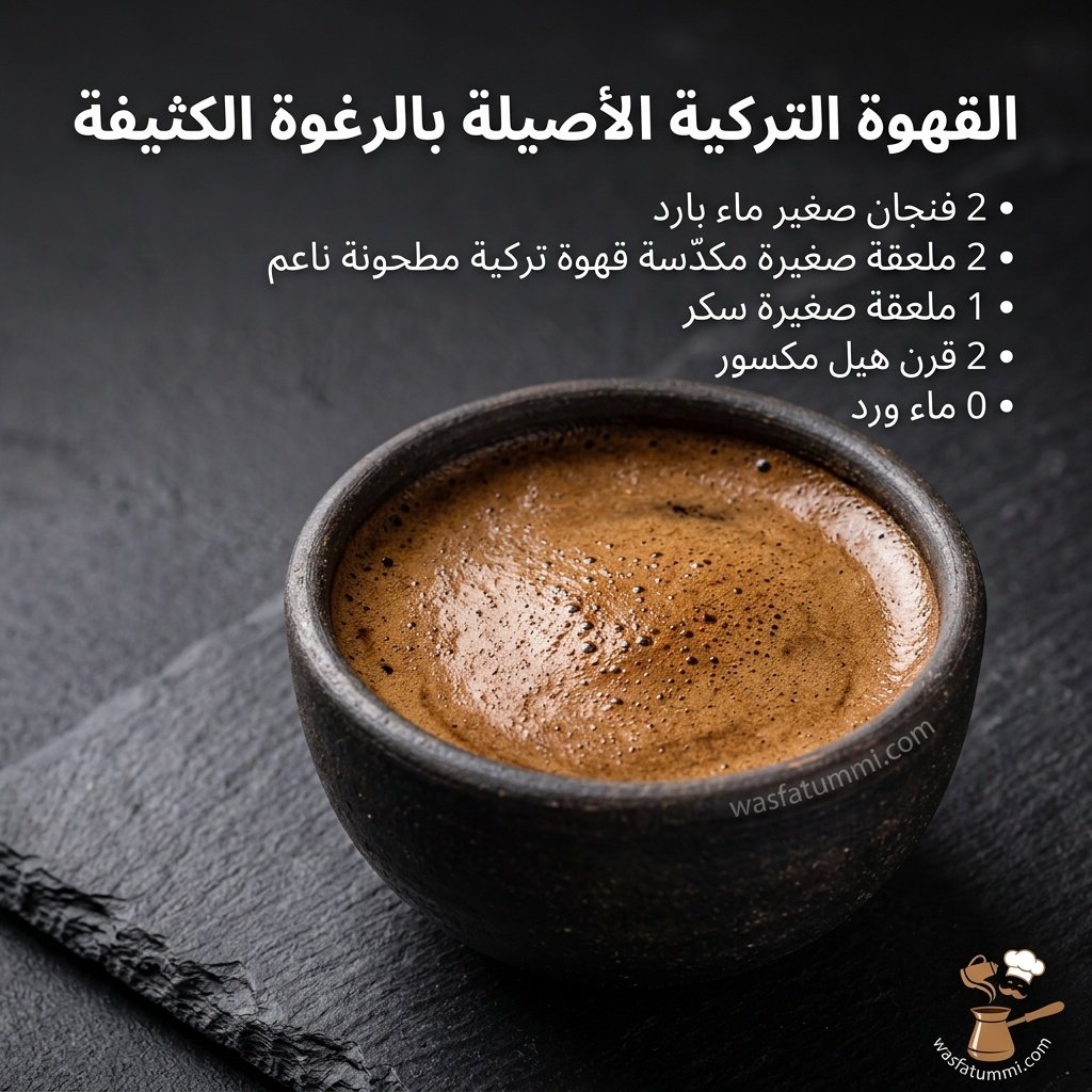 فنجان قهوة تركية بالرغوة الكثيفة مع ركوة نحاسية وتمر