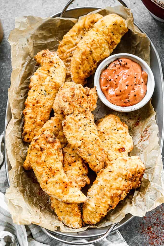Crispy golden air fryer chicken tenders