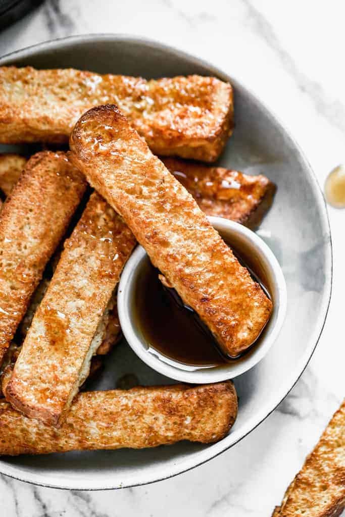 Air fryer French toast served with syrup