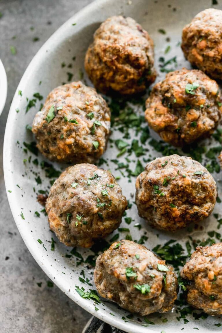 Homemade air fryer meatballs ready to serve