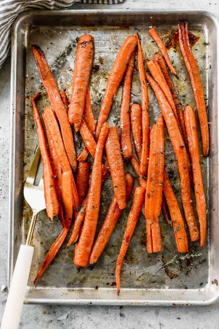 Balsamic roasted carrots fresh from the oven